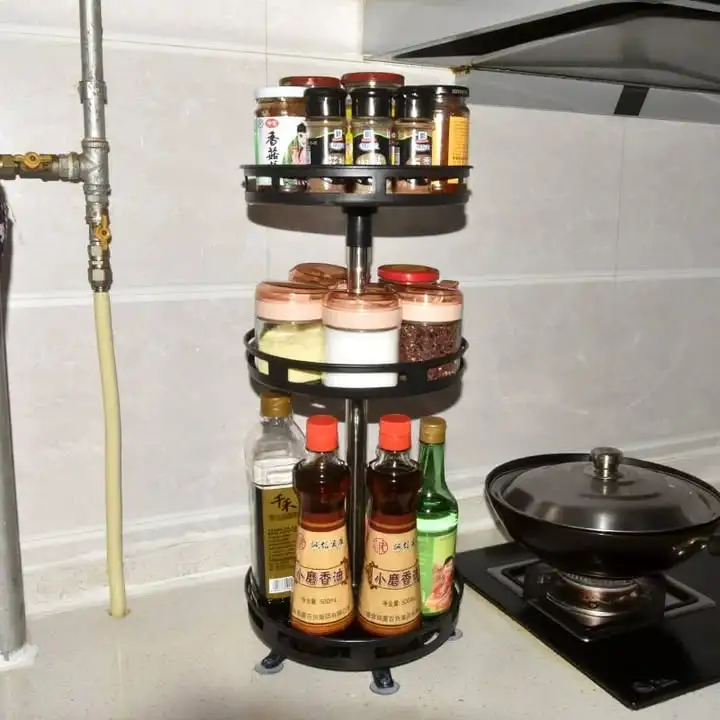 Material: Stainless Steel Available Sizes: 1 Layer, 2 Layers, 3 Layers Rotation: 360 Degrees Base: Non-slip Silicone Pads